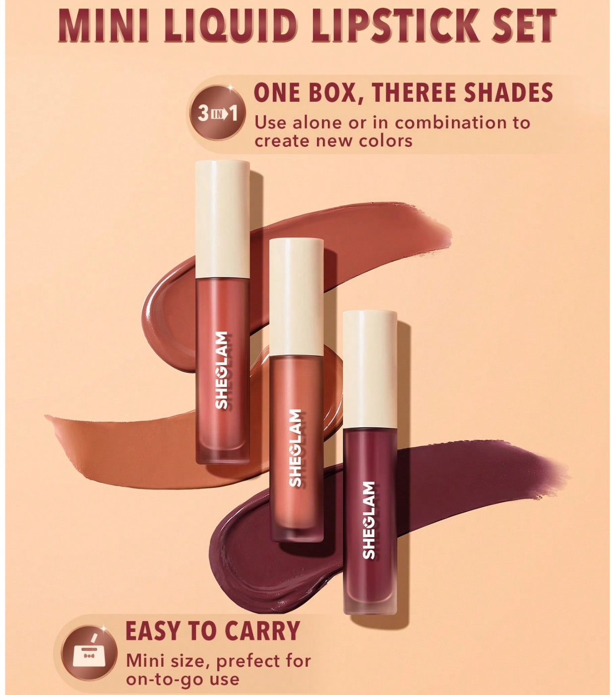 SHEGLAM - Conjunto de 3 mini batons líquidos Matte Allure - Feel Real