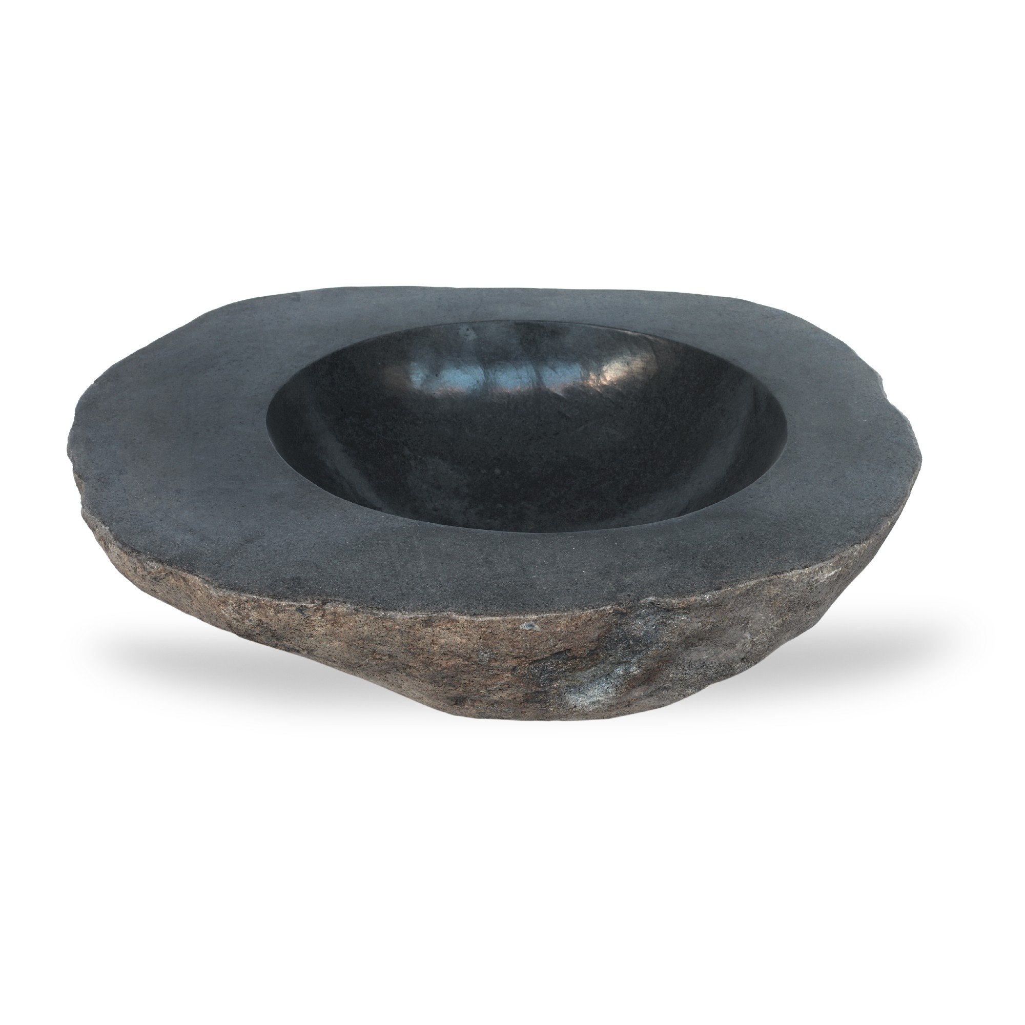 Natursteinwaschbecken rund Riverstone, dunkelgrau, T 46 cm, B 57 cm, H 15 cm von fischer's lagerhaus