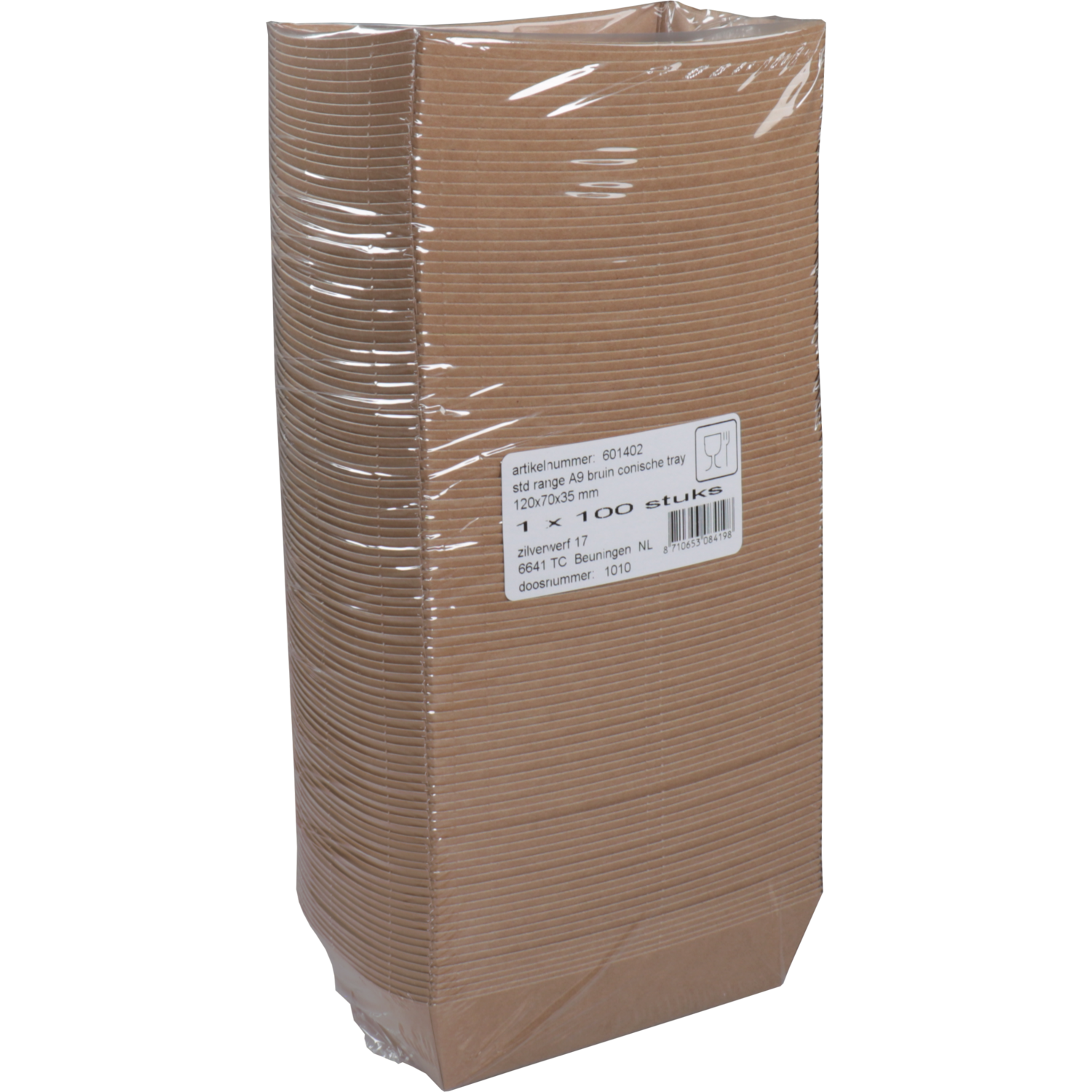 Bak, Karton, A9, snackbak, 120x70x35mm, bruin