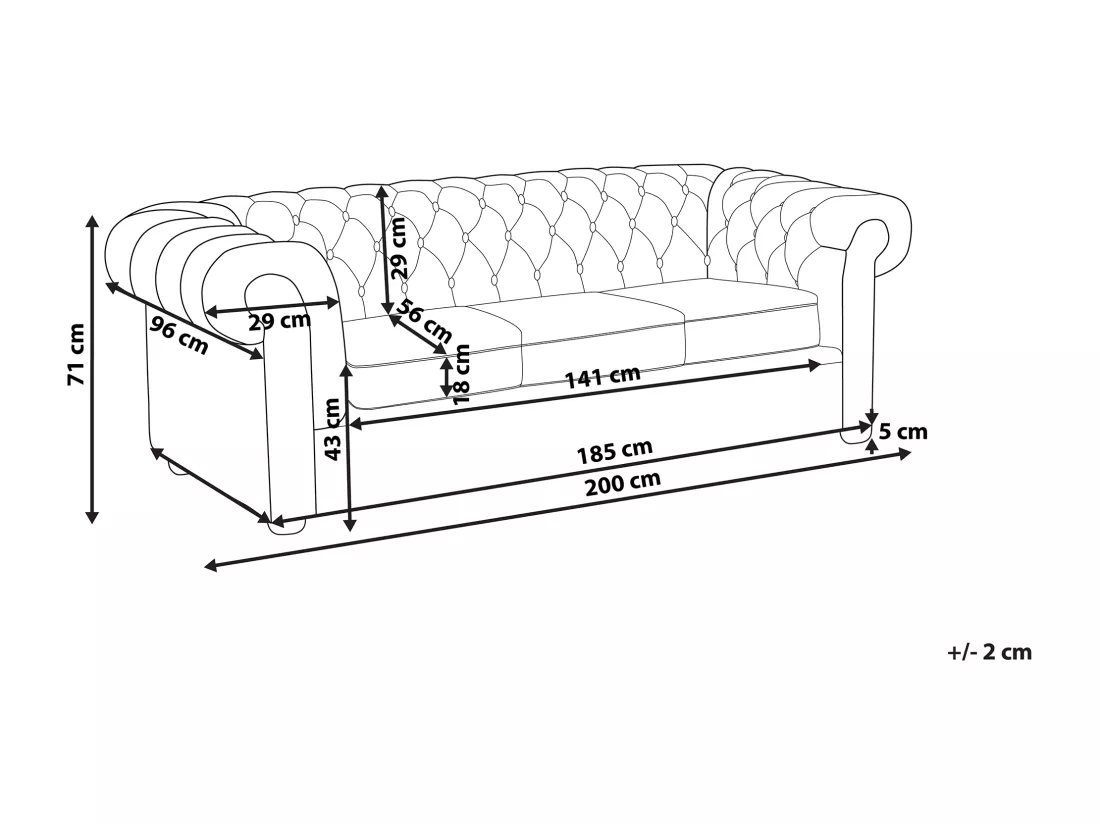 Canapé 3 places patchwork bordeaux violet CHESTERFIELD