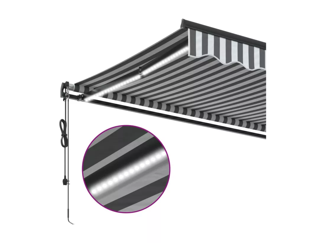 Auvent rétractable automatique avec LED anthracite et blanc
