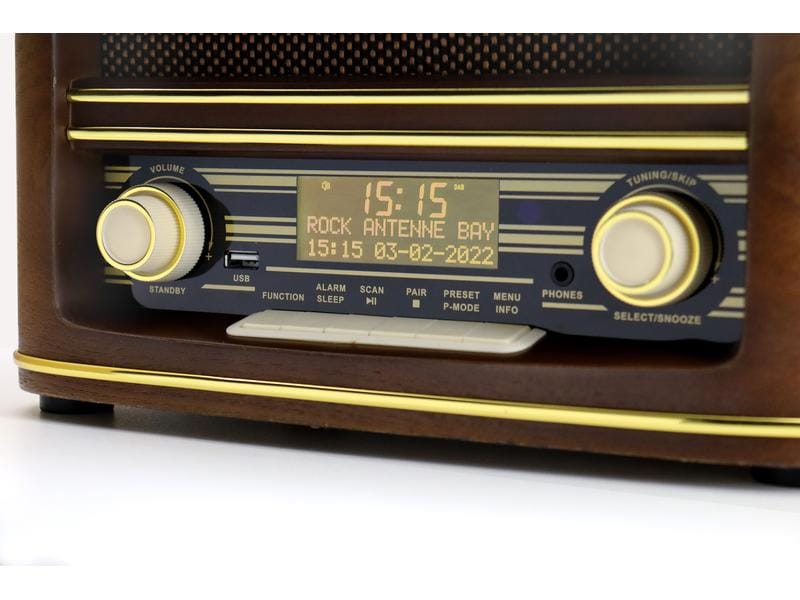 soundmaster Stereoanlage NR961 Braun Nostalgie Stereo DAB /UKW Radio mit CD/MP3, USB und Bluetooth
