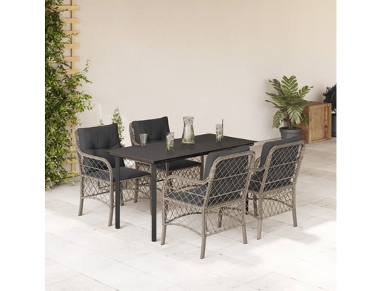 VIDAXL - Ensemble table et chaises Ensemble à manger de jardin et coussins 5 pcs gris clair rot...