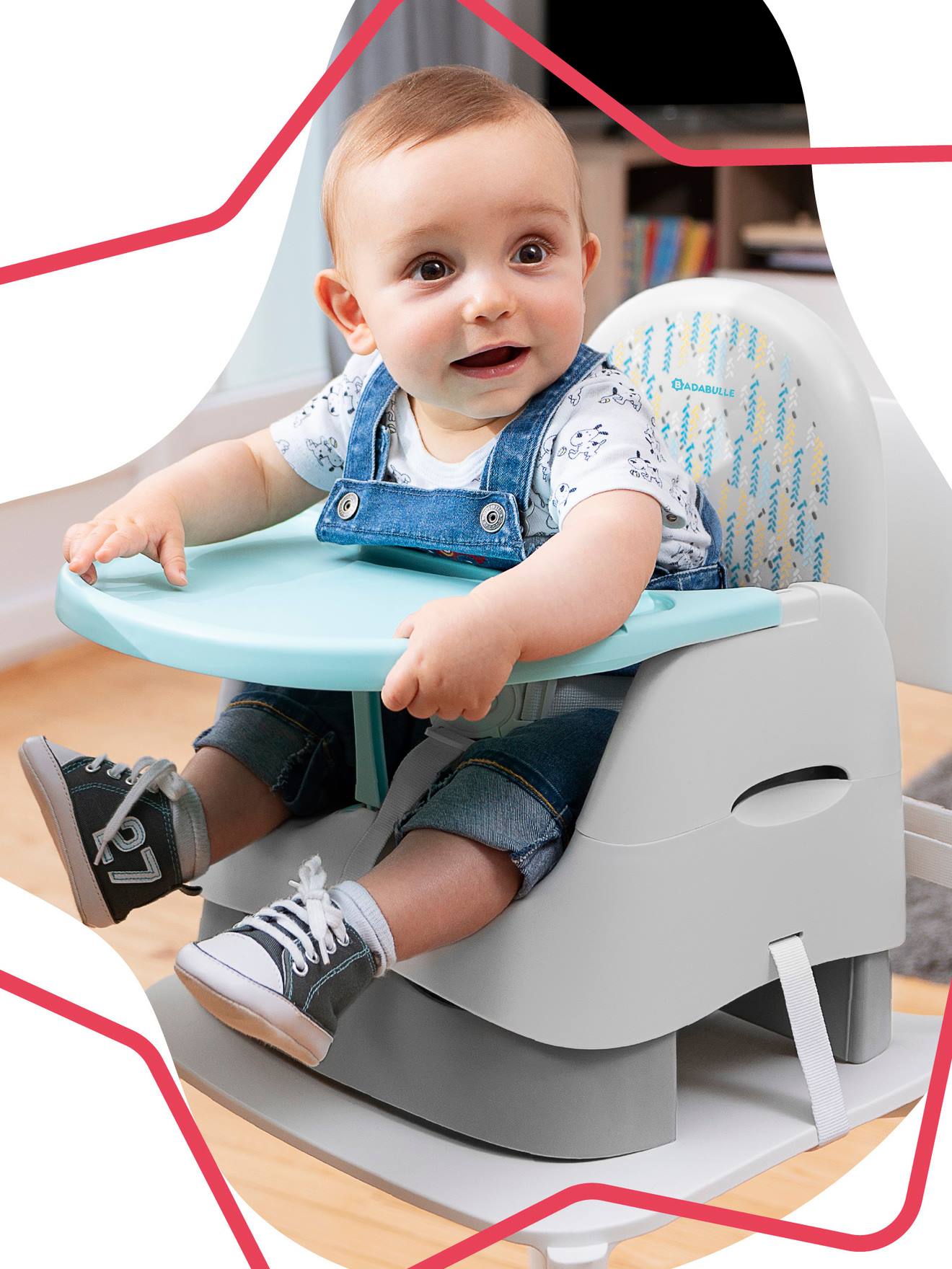 Cadeira elevatória Trendy Meal BADABULLE, cinza médio, lisa com estampas