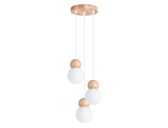 SOLLUX LIGHTING - Suspension Lampe suspendue pekka 3p blanc/bois naturel
