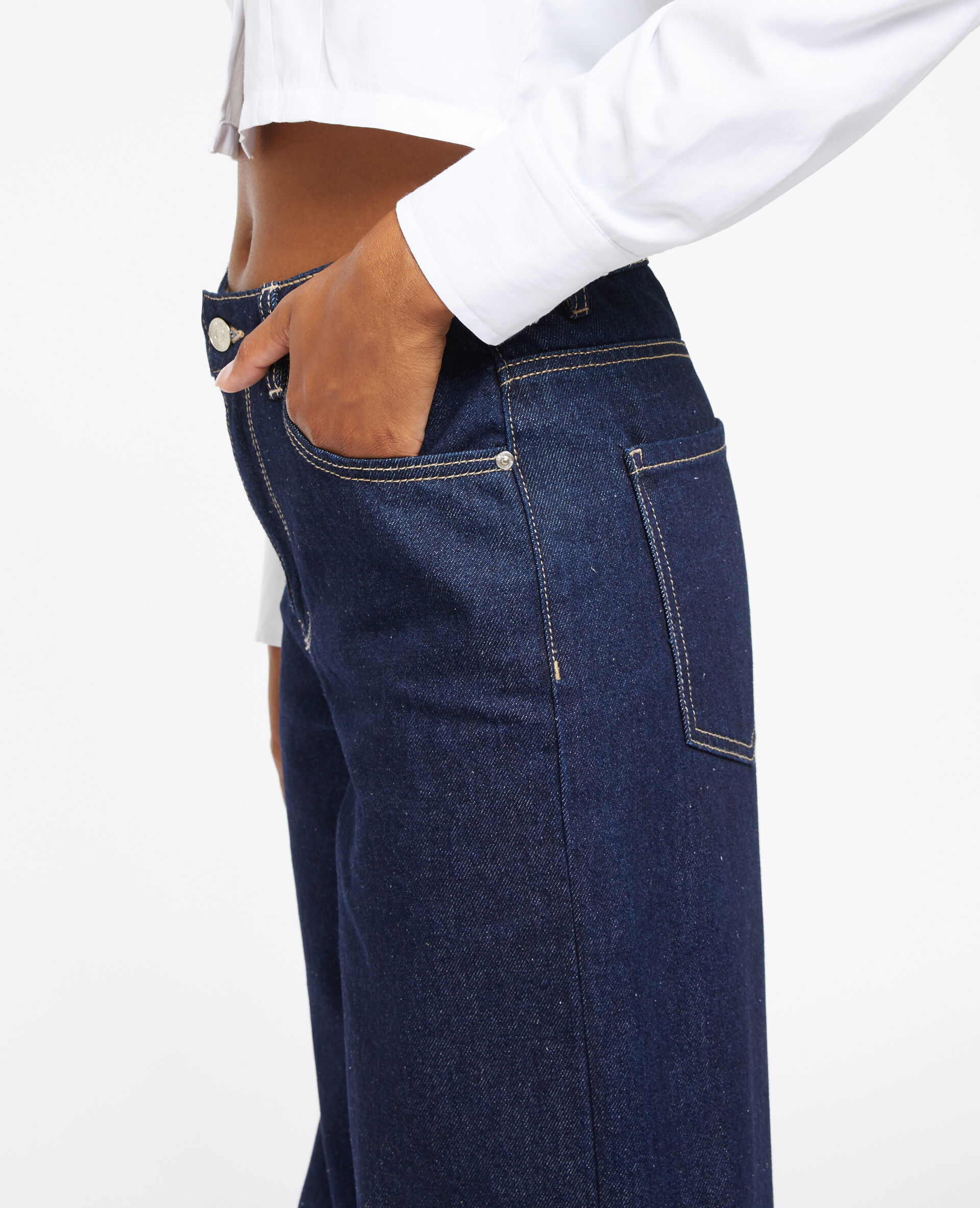 Jean wide taille haute - Bleu