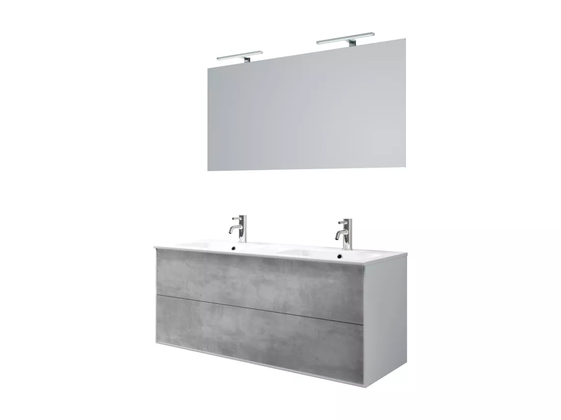 Ensemble de salle de bain double vasque 5 pièces IGEA ciment