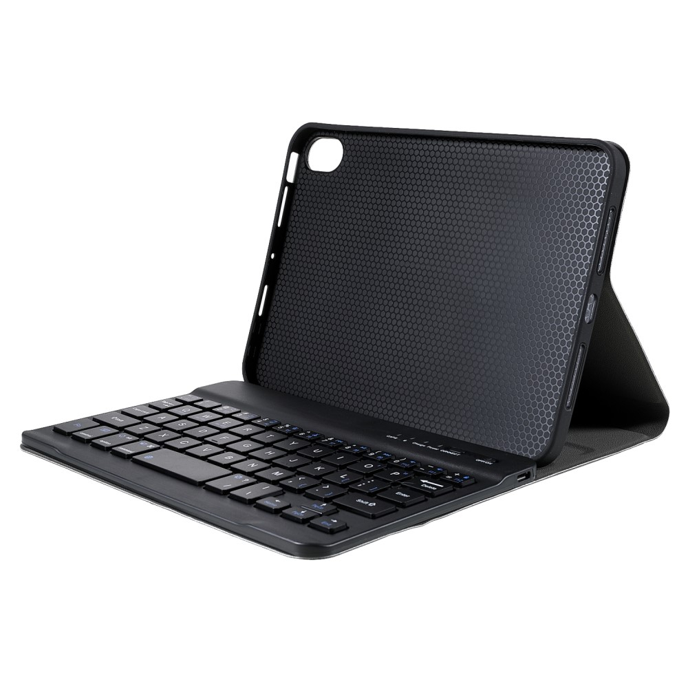 iPad Mini 7 (2024) / Mini 6 (2021) Leder Tasche Magnet Bluetooth Tastatur Abnehmbar (QWERTY) - Dunkelblau