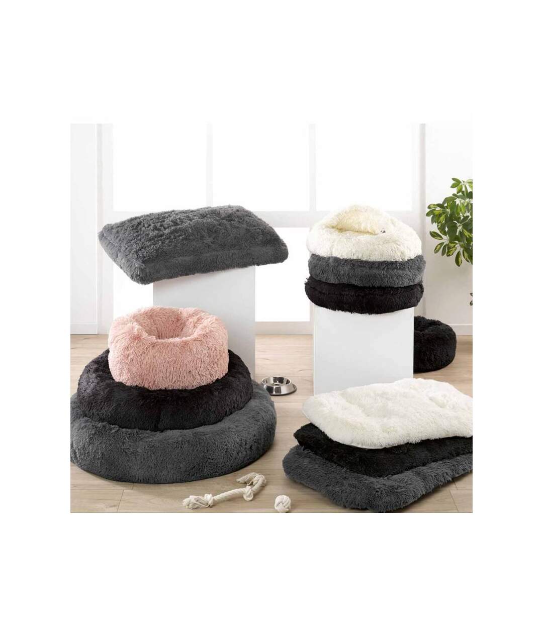 Paris Prix - Coussin Pour Chien & Chat fluffy 100cm Anthracite