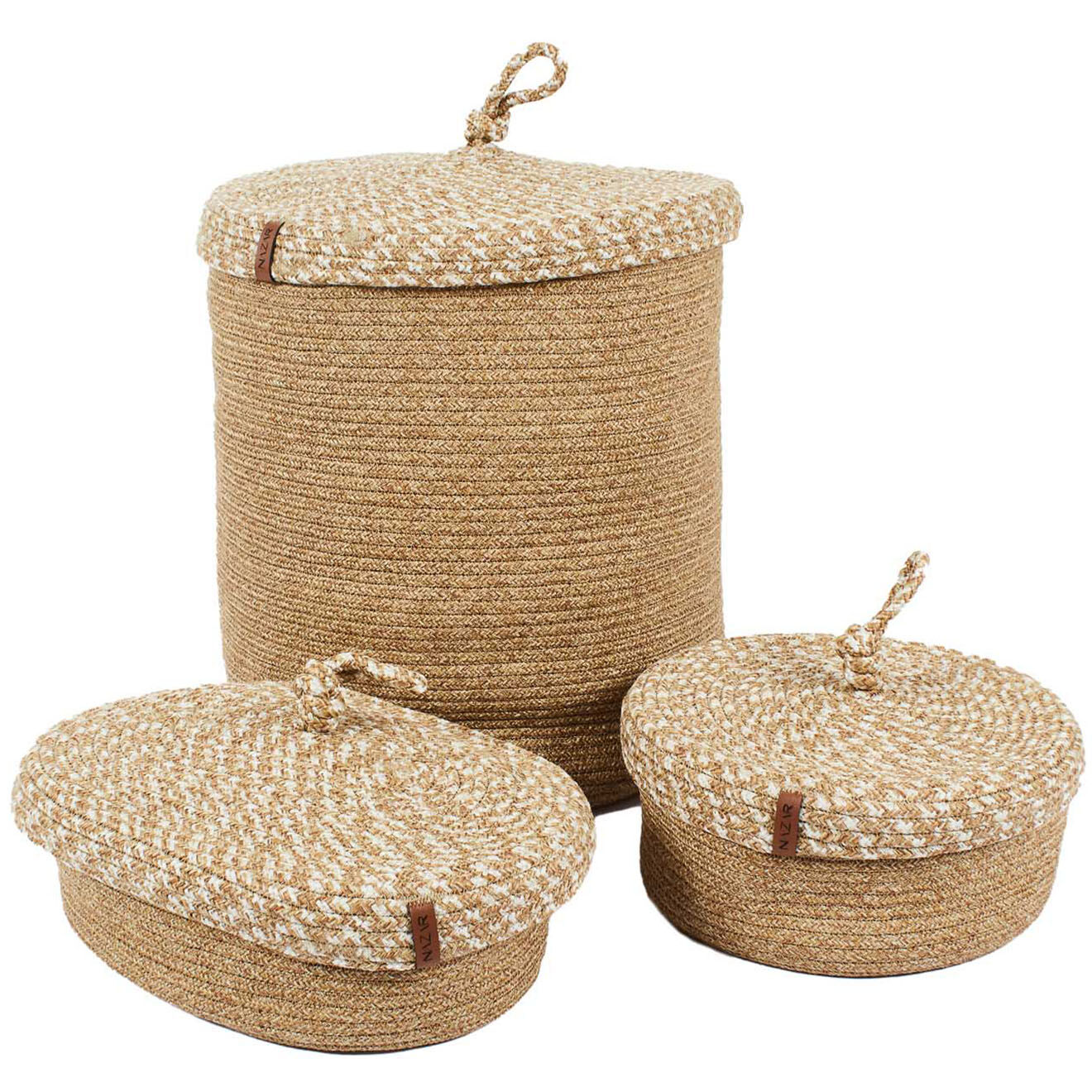 Nazar Rugs Panier CALI 4301 fait main beige - 25x15 cm