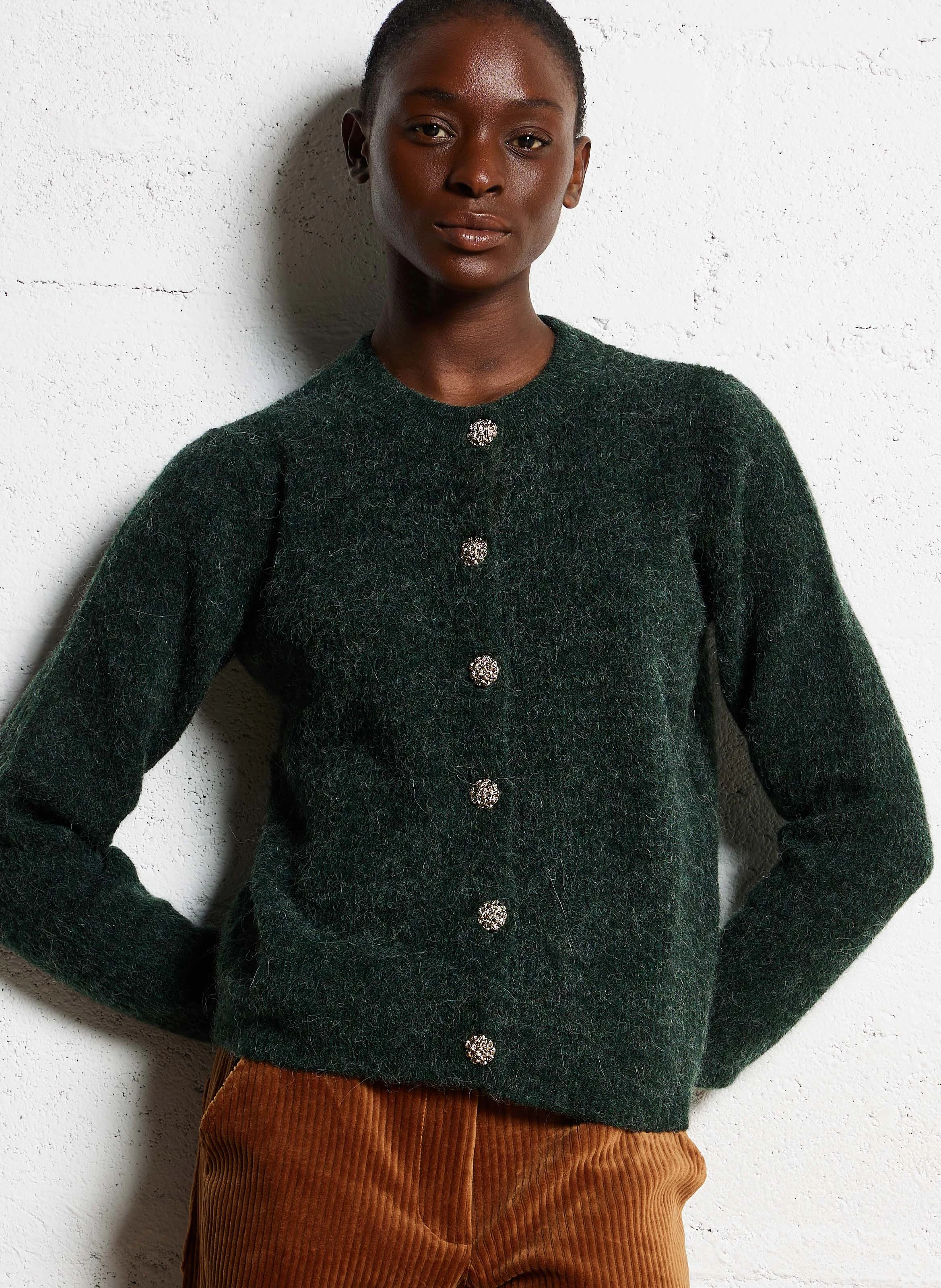 ALVA - Cardigan droit boutonnée | Vert