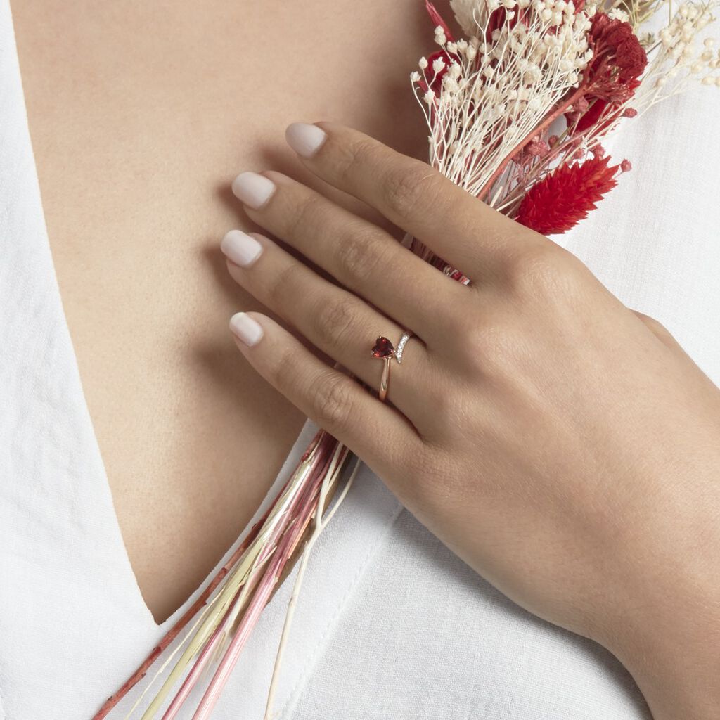 Bague Eva Or Rose Grenat Et Diamant