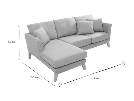 Canapé d'angle gauche déhoussable scandinave en tissu vert lagon et bois clair 3-4 places OSLO