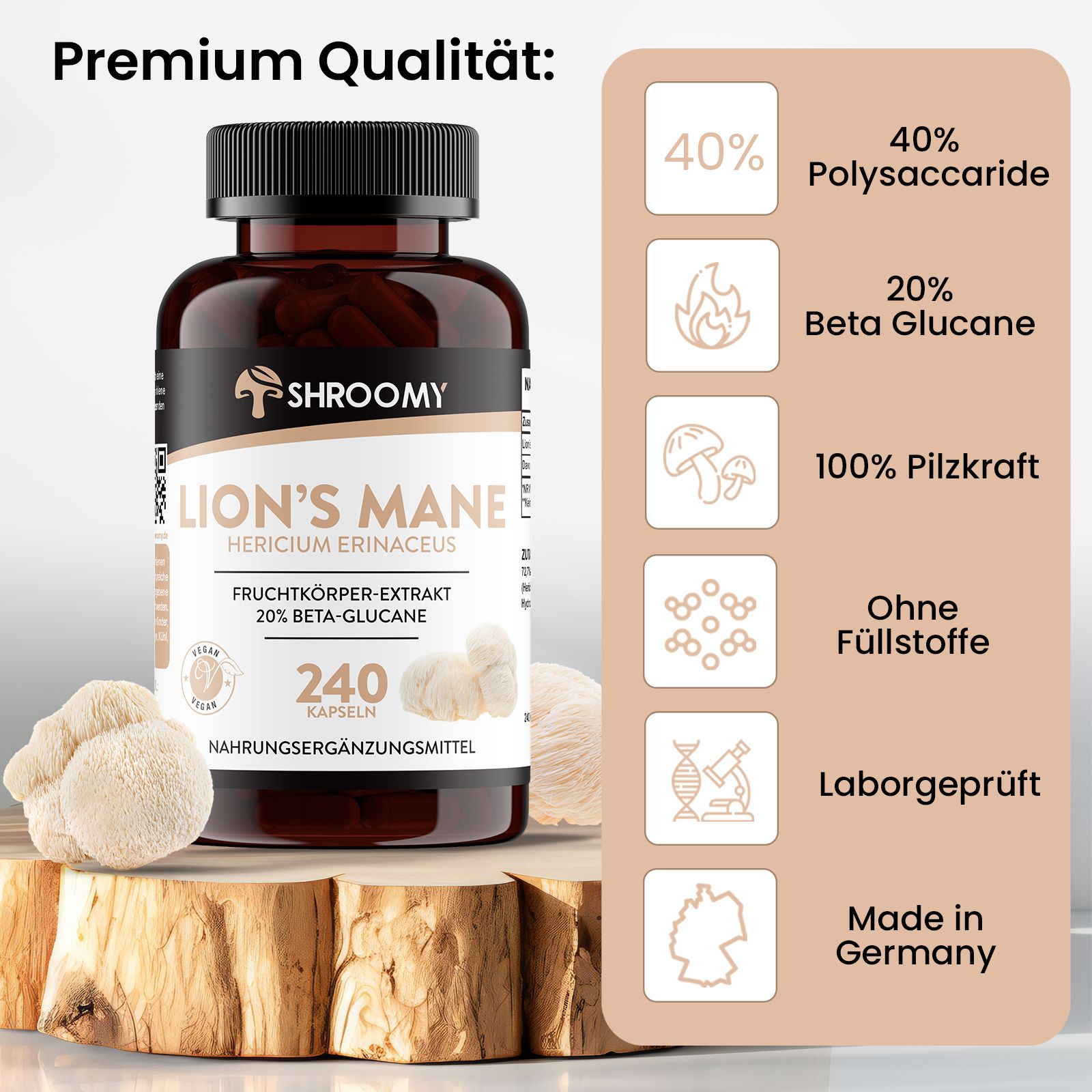 SHROOMY Lions Mane Extrakt Kapseln