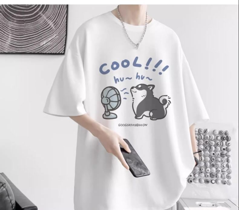 Bay Go Mall - T-shirt met korte mouwen en hondenprint