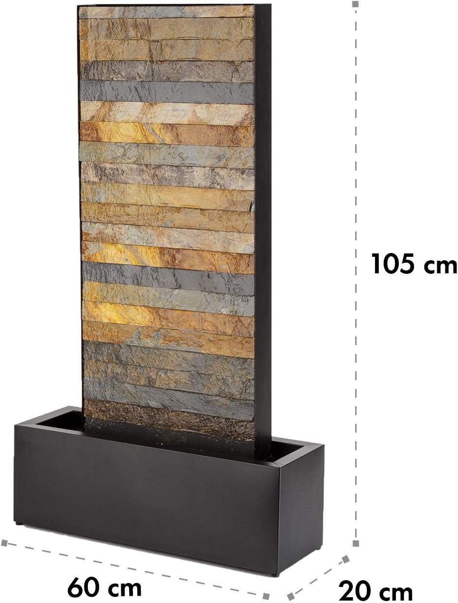 blumfeldt Raincastle Gartenbrunnen für drinnen und draußen Allround Edition - stetiger Wasserumlauf, extralanges 10 m Netzkabel, 12 LEDs, 8 W Pumpe, Schutzart: IPX8, 10 kg, Graphitgrau