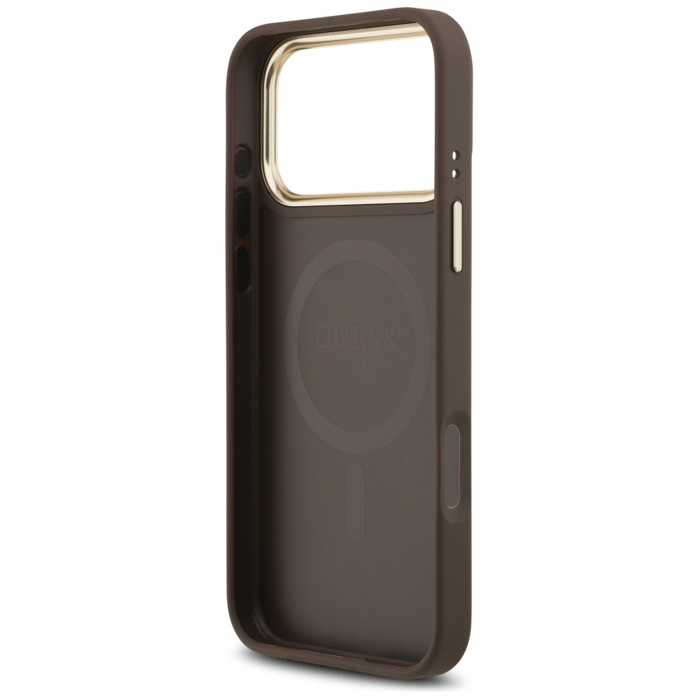 iPhone 17 Pro Max MagSafe Leder Hardcase Hülle Classic Logo (GUHMP17XP4MSEGCW) - Braun