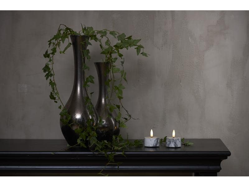 Star Trading LED Teelichter Set Flame Marble Ø 5.5 x 6 cm, Teelichter mit tanzender Flamme