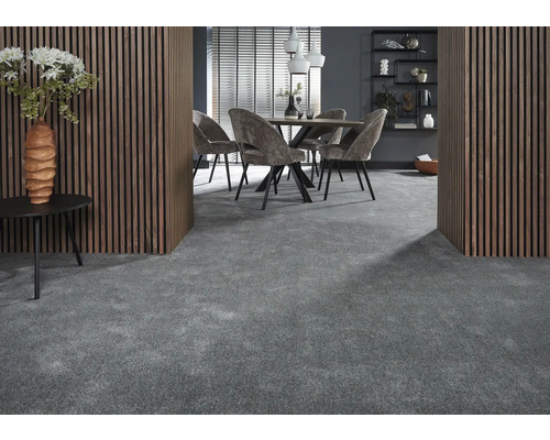 Percy antraciet FB79 gekreukt velours tapijt, 400 cm breed (per meter verkocht)