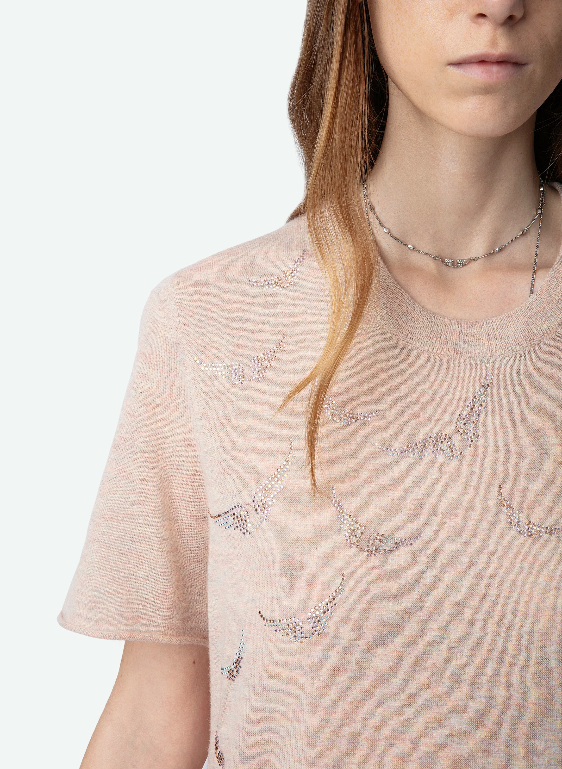 IDA - Tee-shirt droit col rond en cachemire | Rose