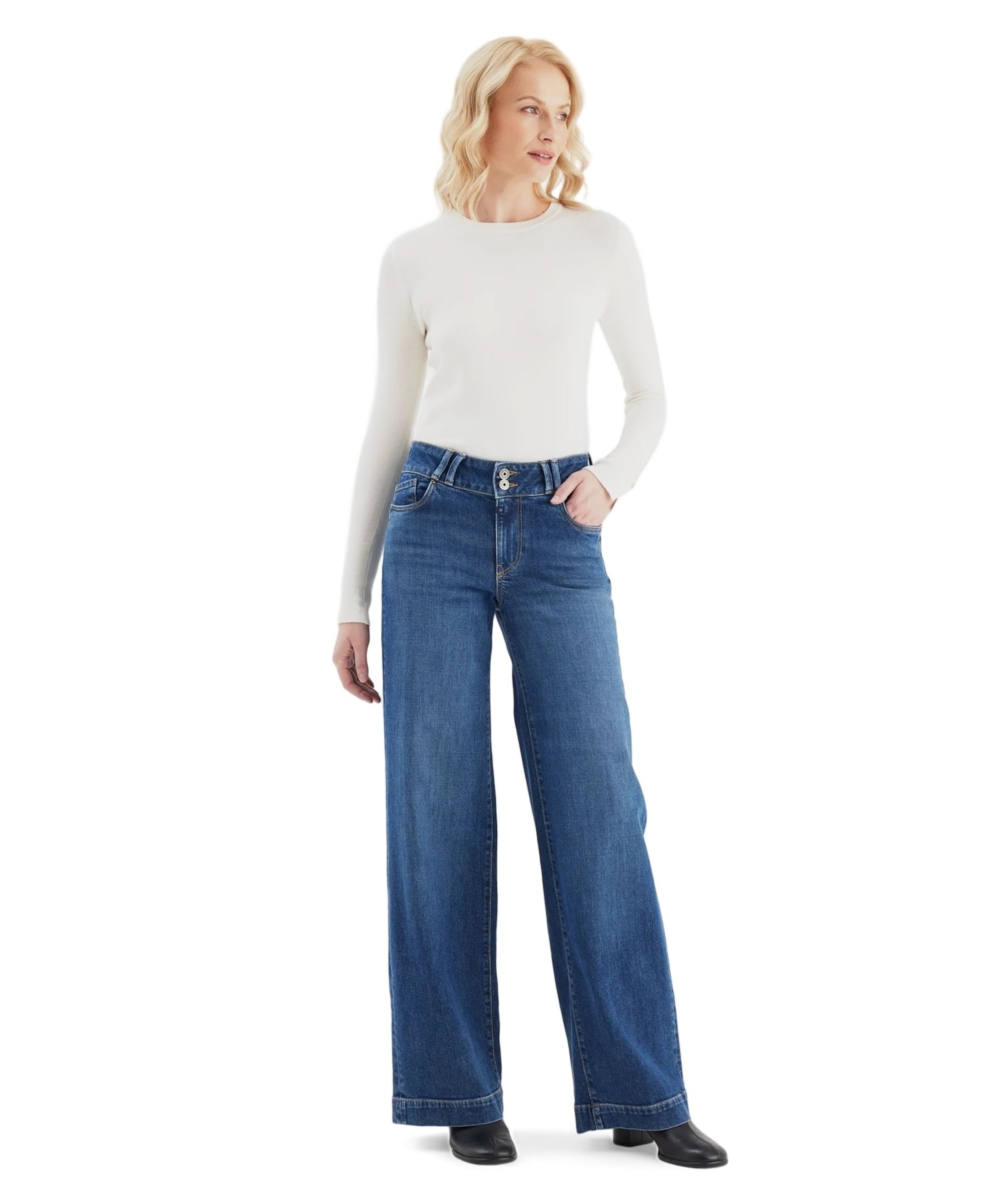 Cup of Joe Denim wide straight jeans dames jeans blauw