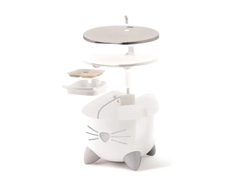 Pixi Smart Fountain, kattefontæne, med skål i rustfrit stål, 2 l, 21x21x19 cm