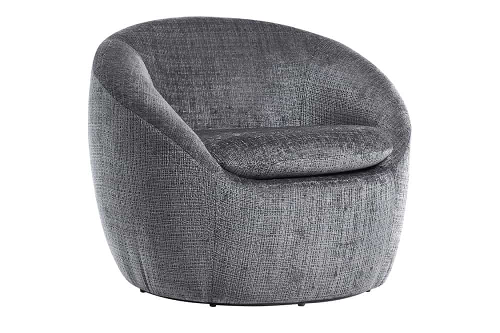 Drehbarer Design Sessel ALPINE grau Chenille Cremona 360° mit Armlehnen