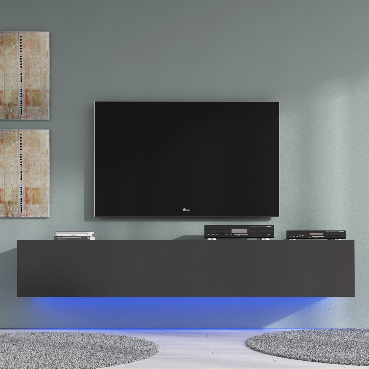 Dario - TV-Meubel met verlichting - Mat zwart - 180 cm