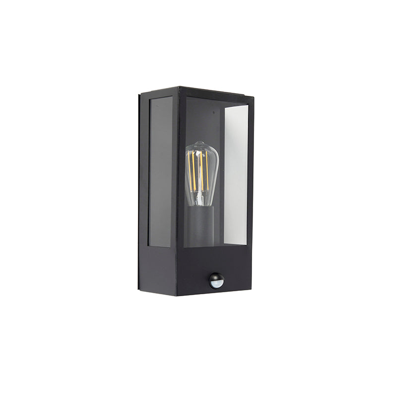 QAZQA Buiten wandlamp zwart met bewegingsmelder IP44 - Rotterdam