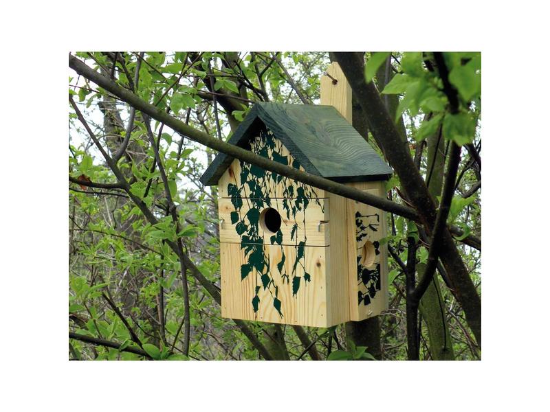 dobar Nistkasten Camouflage Birke, 17.5 x 17 x 33 cm, Holz Nistkasten mit austauschbaren Einfluglöchern