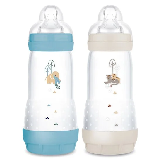 Lot de 2 Biberons Easy Start anti-colique Débit 3   Océan / Sable        320 ml   de               Mam