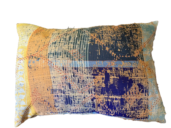 Kussen Kantha vintage 50x70 cm groen/blauw