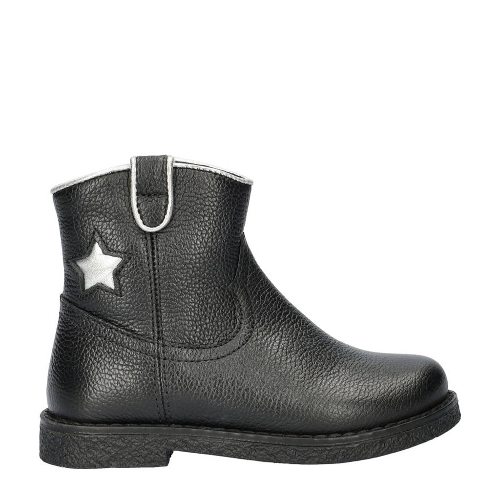 Nelson Kids leren cowboylaarzen zwart