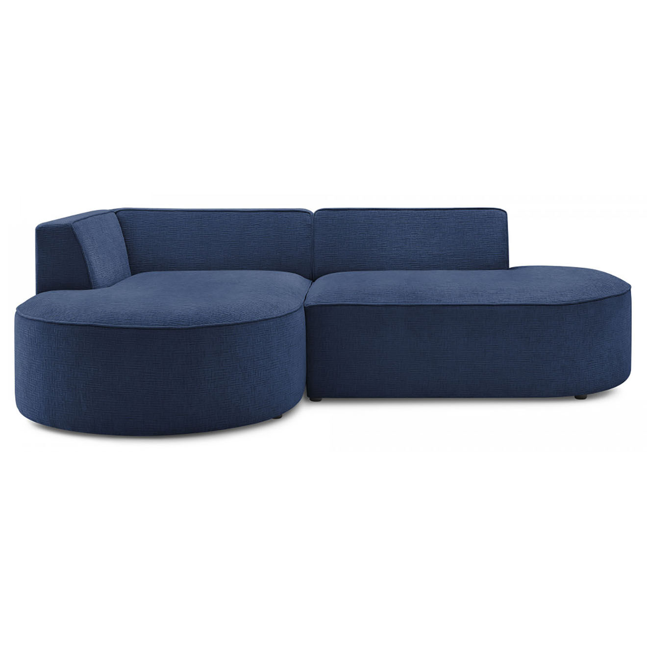 Bobochic Canapé d'angle gauche fixe 4 places Rousseau texturé bleu foncé - 250x160x72 cm