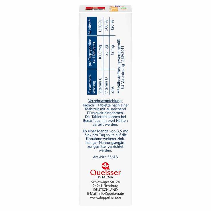 Doppelherz Vitamin C 1000 + D3 + Zink Depot Tabletten, 30 St