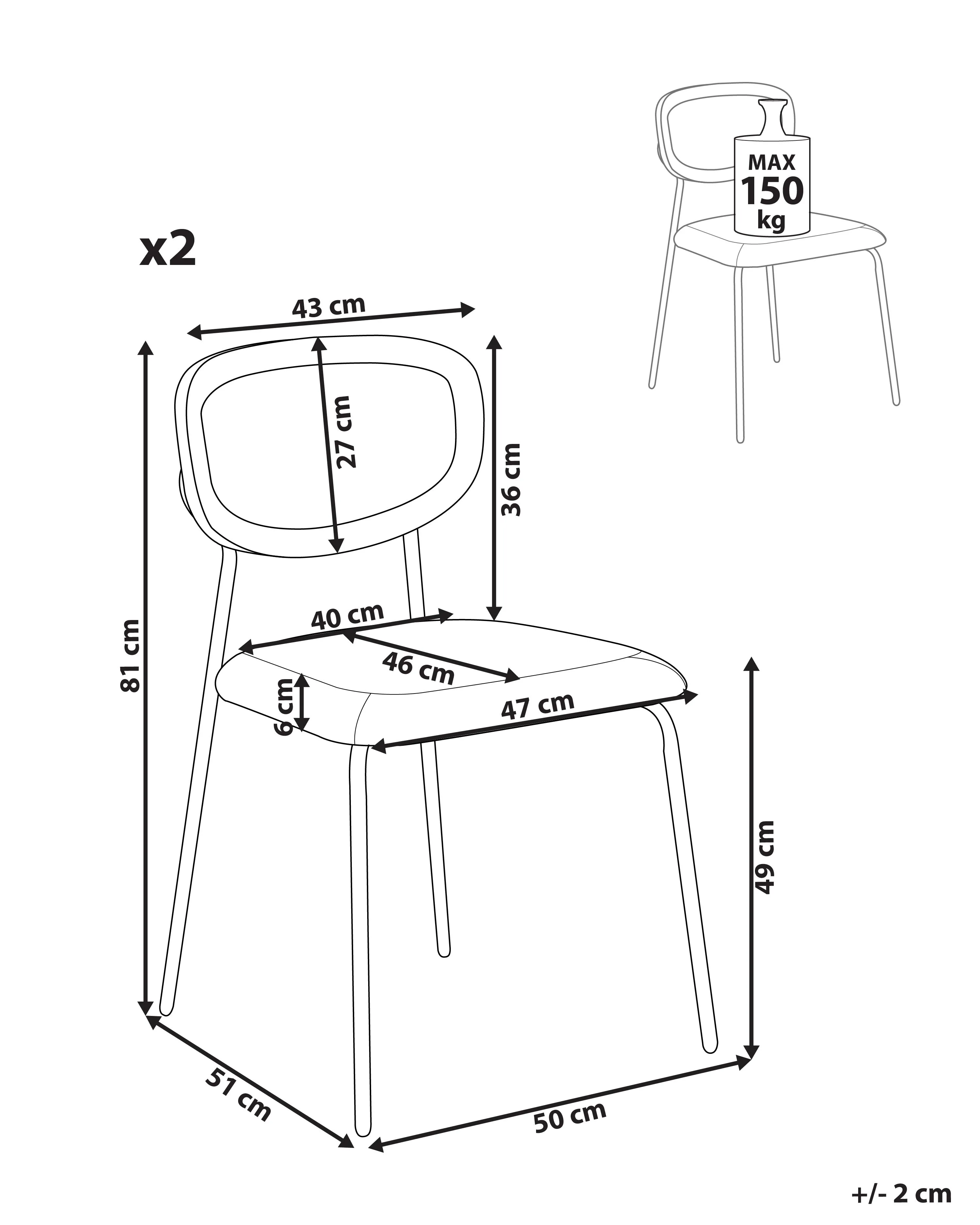 Set van 2 eetkamerstoelen MAYETTA Rotan Zwart