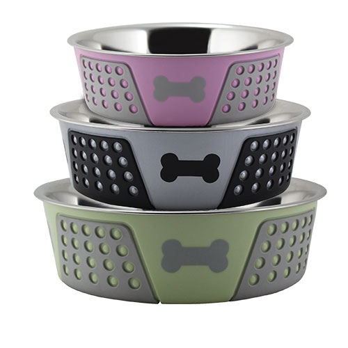 Alimentador em aço inoxidável. Lindo alimentador rosa de 1.600 ml.