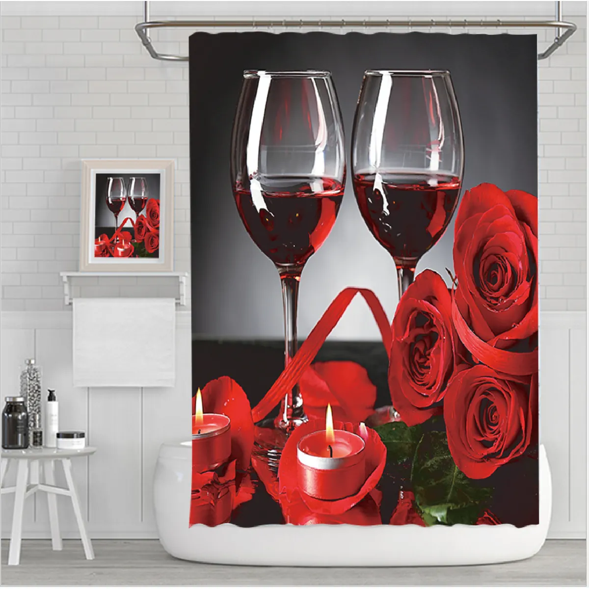 Universal Rideaux de douche - Vin rouge et rose - 180x180 cm