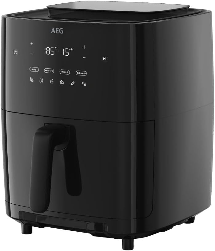 AEG Heißluftfritteuse 8000 AAF7SB, 4-in-1: Frittieren, Dampfgaren, Dörren, Backen, 6,9 L Fassungsvermögen, Touch-LED-Display, 10 Programme, spülmaschinenfest, Schwarz