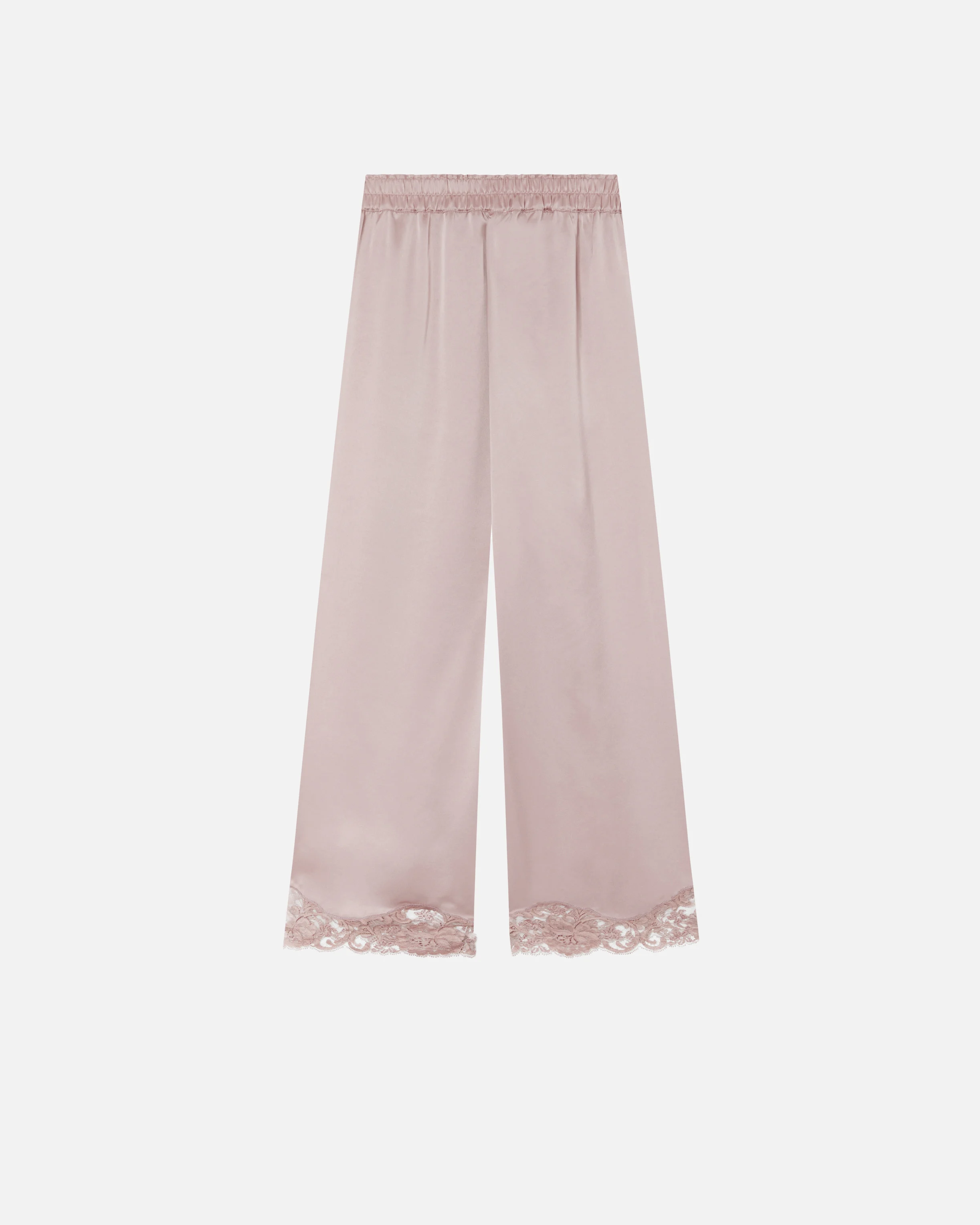 Pantalon palazzo avec dentelle en bas de jambe | Rose