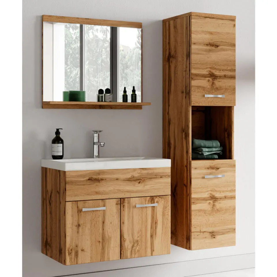 Badplaats Badkamermeubel Montreal 60 x 35 cm – Eiken – Wastafel met Onderkast