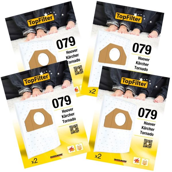 Lot de 4 packs de 2 sacs aspirateur 64079 Tornado et Kärcher Premium T