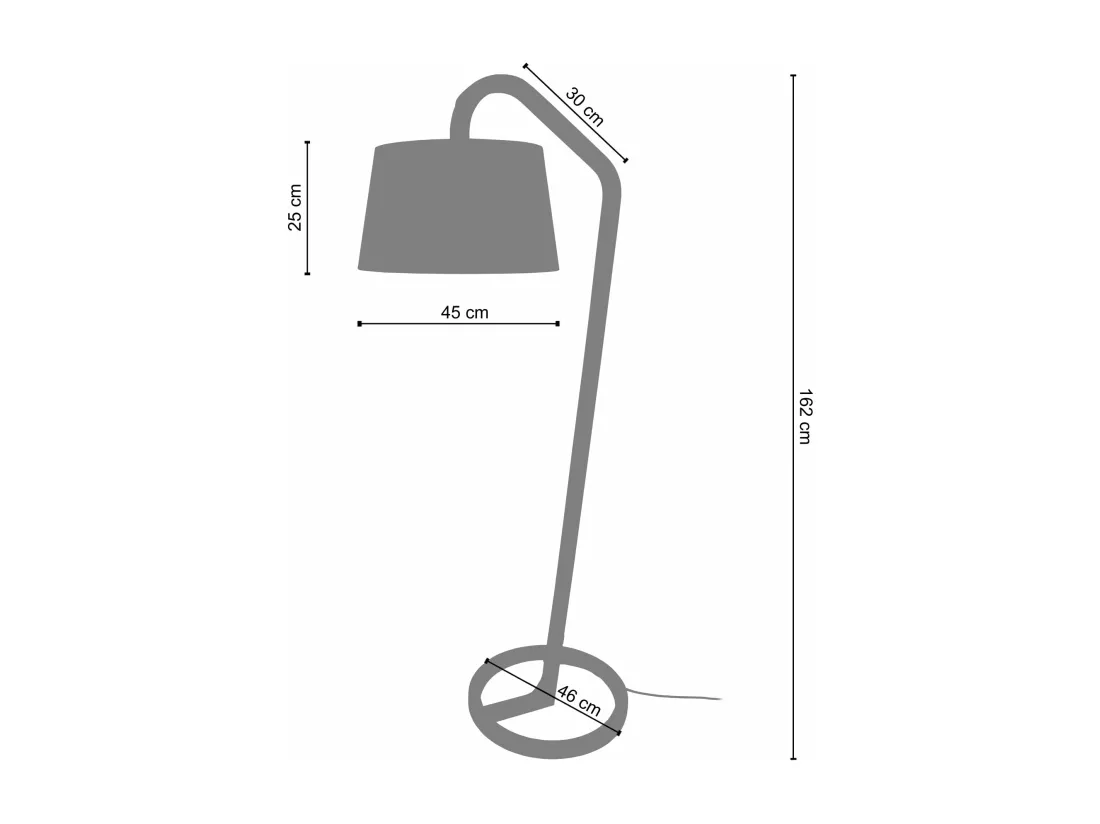Lampadaire arqué bois naturel 162 cm.