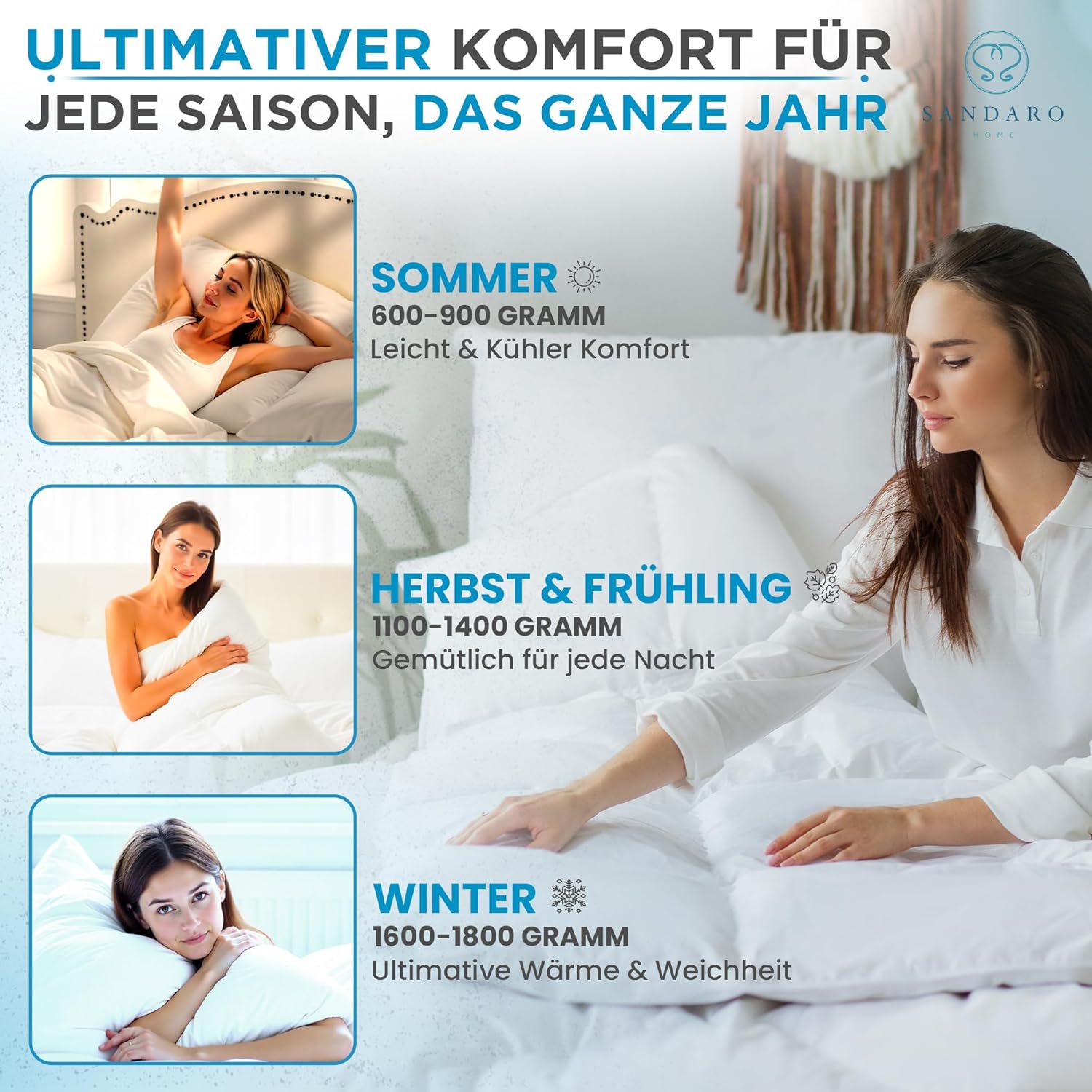 Daunendecke Winterdecke Extra Warm Daunen Decke Daunen Steppdecke Gänsedaunen 100% Natur, Öko-Tex Zertifiziert - 135x200 1600gr.