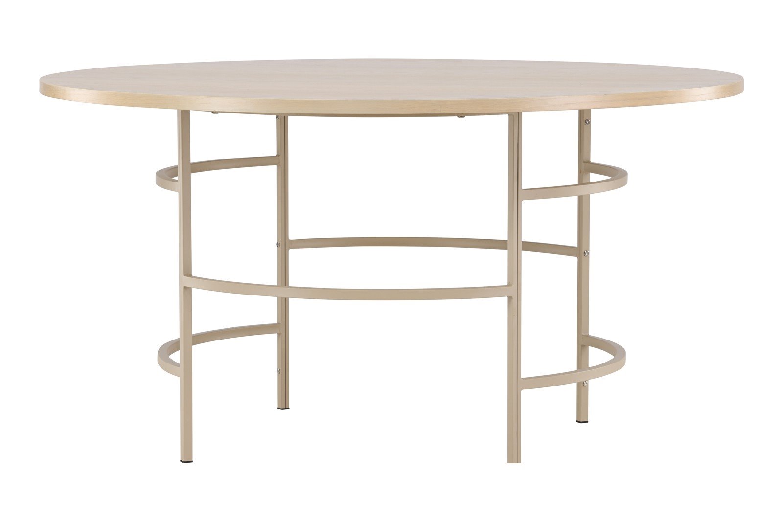 Copenhagen rundt spisebord Ø140 cm. Hvitpolert med understell i beige stål.