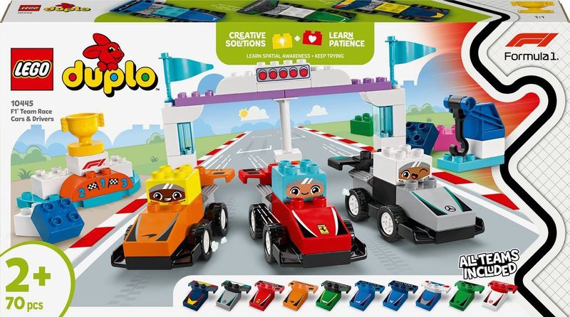 LEGO - Duplo Town - F1 Team Racewagens en Coureurs - Bouwspeelgoed - Multikleur