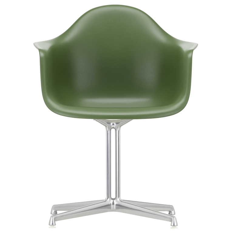 Vitra Eames DAL stoel RE, aluminium onderstel, witte viltjes, Forest