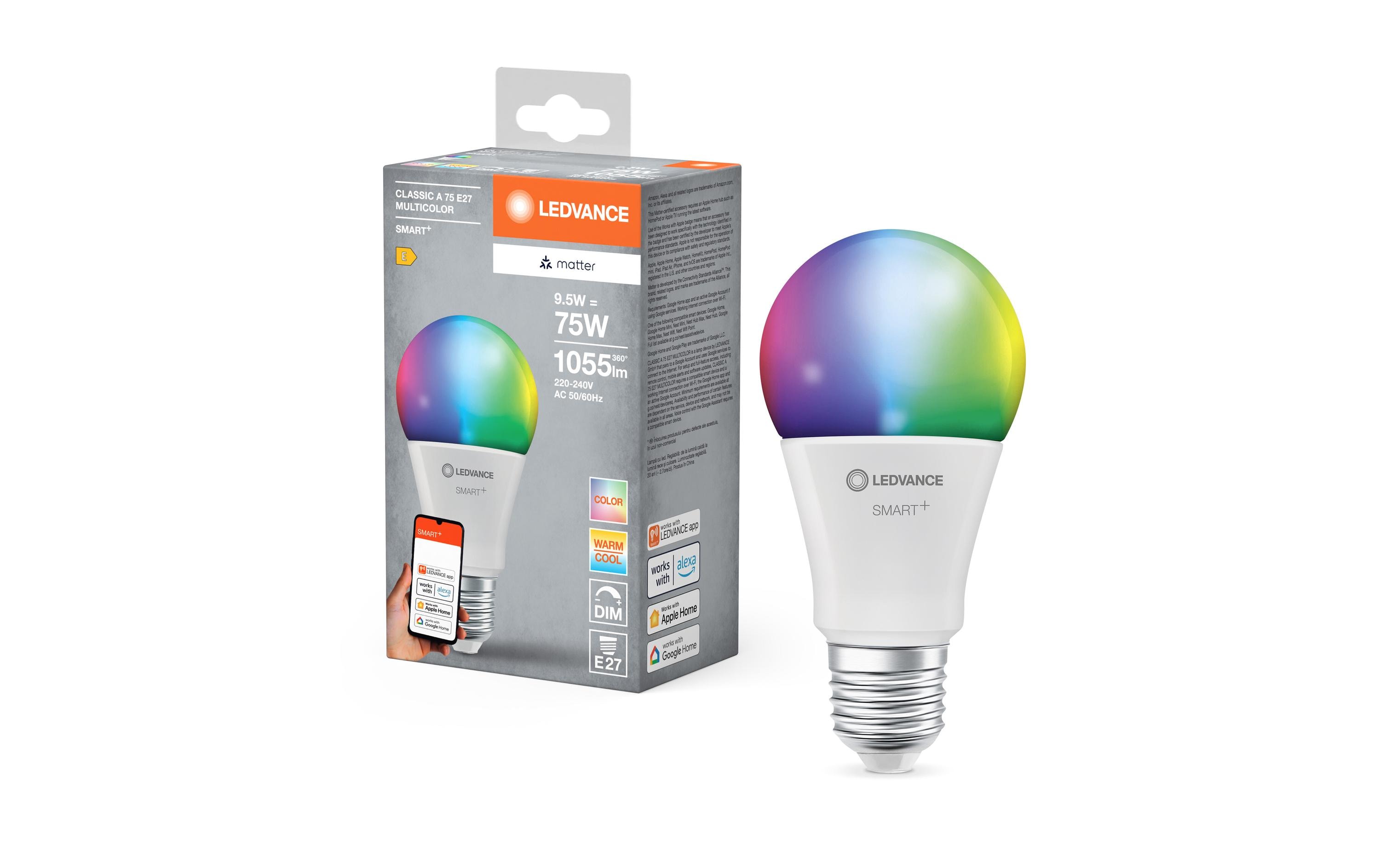 SMART+ Matter Classic A75 Multicolor 9.5W 827-865 E27Klassische Kolbenform mit Matter technologie