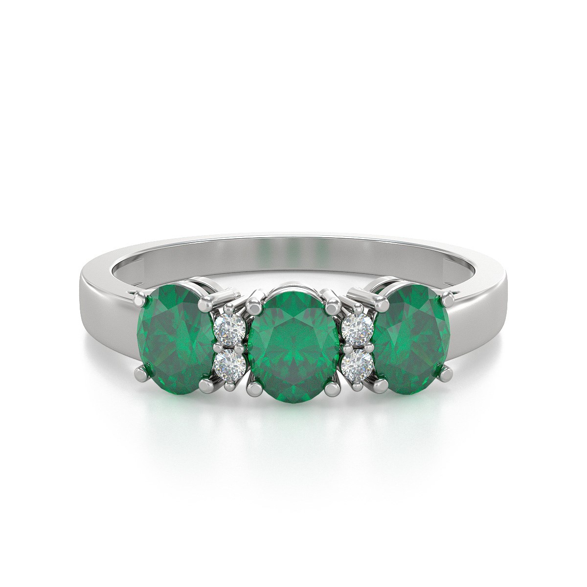 Bague Emeraude et diamants sur Argent 925 2.25grs