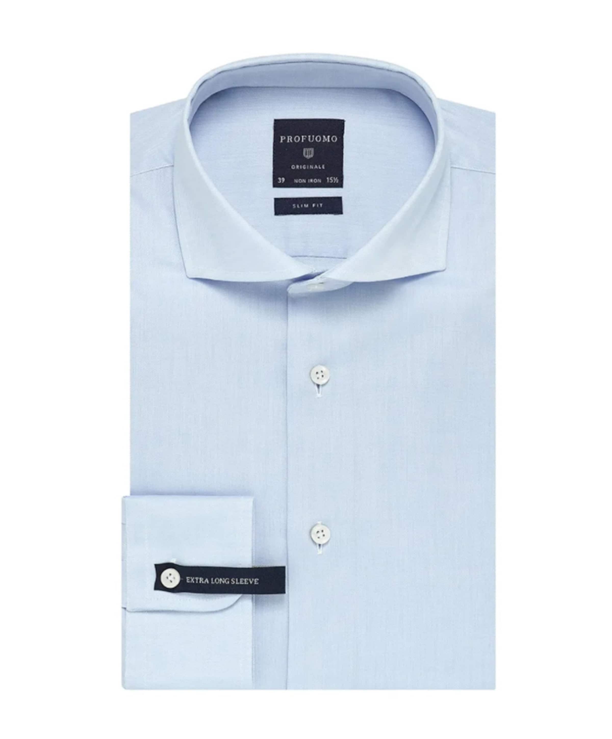 Profuomo Heren overhemd extra lange mouw blauw